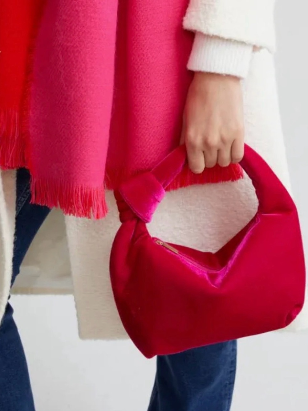 Shiraleah Dana Mini Velvet Bag Coquette Barbiecore Maximalist Hot Pink Purse